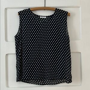 Elegant Black and White Sheer Polka Dot Blouse